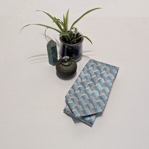 Arrow Men's 100% Silk Vintage Tie Blues & Greys Iridescence Geometric